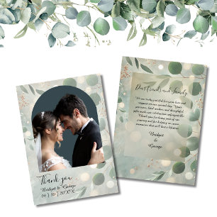 Carte De Remerciements Mariage photo de l'arc de l'Eucalyptus romantique
