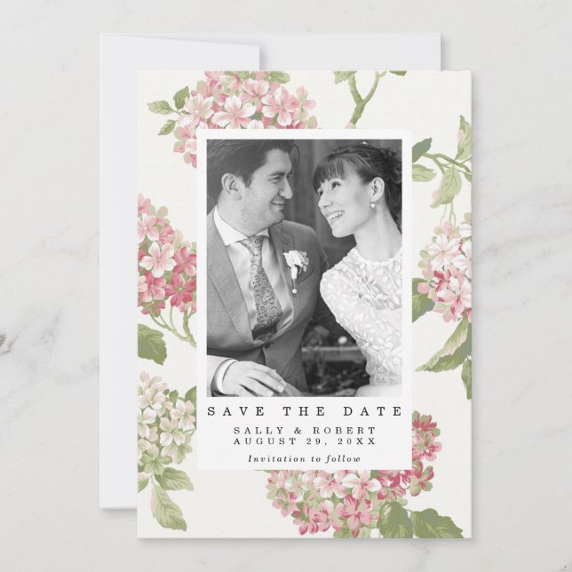 Carte De Remerciements mariage photo de l'hydrangée rousse enregistrer la (Devant)