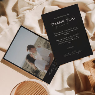 Carte De Remerciements Mariage photo de script de typographie noire class
