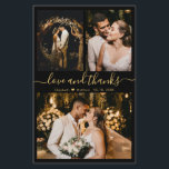 Carte de remerciements Mariage photo de script élé<br><div class="desc">Budget, Moderne, Élégant, manuscrit 3 Photo Collage Gold et Black Mariage Merci personnalisé à petit budget abordable carte THIN. Modèle minimaliste mariage avec trois (3) photos à l'avant et (1) une photo à l'arrière. ***VEUILLEZ NOTER! *** LE DOCUMENT BUDGÉTAIRE/VOL EST MINCE. *** METTRE À NIVEAU LE PAPIER POUR UN PAPIER...</div>