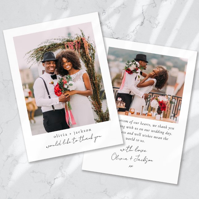 Carte De Remerciements Mariage photo de script moderne (Créateur téléchargé)
