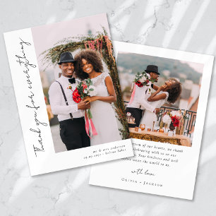 Carte De Remerciements Mariage photo de script romantique