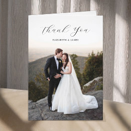 Carte De Remerciements Mariage photo de script simple et élégant