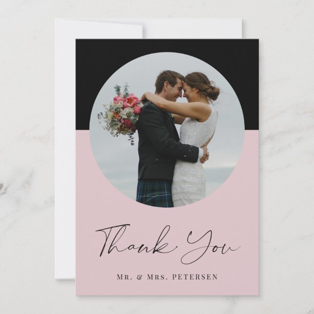Carte De Remerciements Mariage photo de script simple et moderne (Devant)