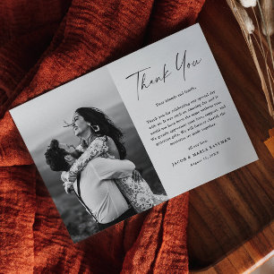 Carte De Remerciements Mariage photo de script simple moderne