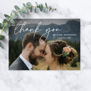 Carte De Remerciements Mariage photo de style minimaliste moderne blanc