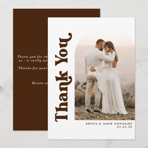 Carte De Remerciements Mariage Photo de style rétro avec typographie et a