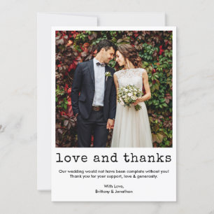 Carte De Remerciements Mariage photo de texte de machine à écrire moderne