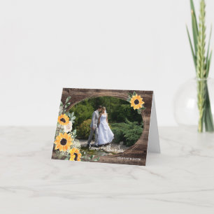Carte De Remerciements Mariage photo de tournesol rustique