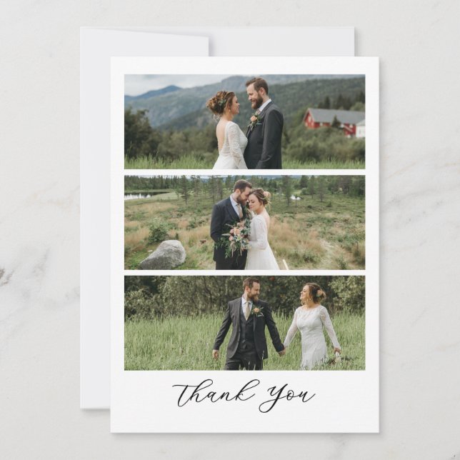 Carte De Remerciements Mariage Photo Écriture Moderne (Devant)