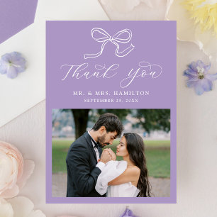 Carte De Remerciements Mariage photo Elegant Bow Lavender