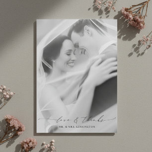 Carte De Remerciements Mariage photo élégant moderne d'amour et de remerc