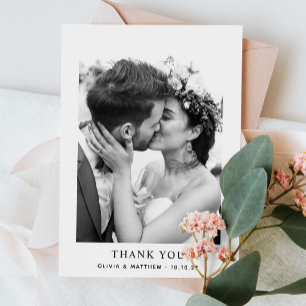 Carte De Remerciements Mariage photo élégant simple minimaliste propre