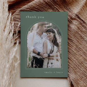 Carte De Remerciements MARIAGE photo EMELIA Flat Mountain Modern Arch