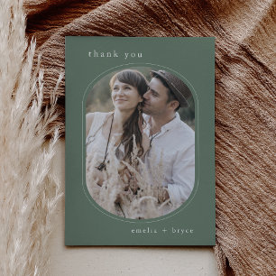 Carte De Remerciements MARIAGE photo EMELIA Flat Sage Green Boho Mountain