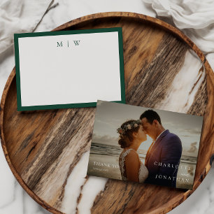 Carte De Remerciements Mariage photo Emerald Green Modern Minimal