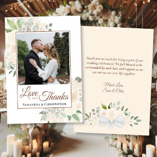 Carte De Remerciements Mariage photo et note de couleur florale à l'aquar