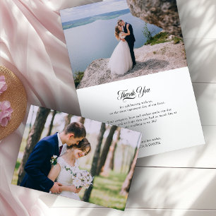 Carte De Remerciements Mariage Photo Fleur sauvage Jardin Posy Monogramm