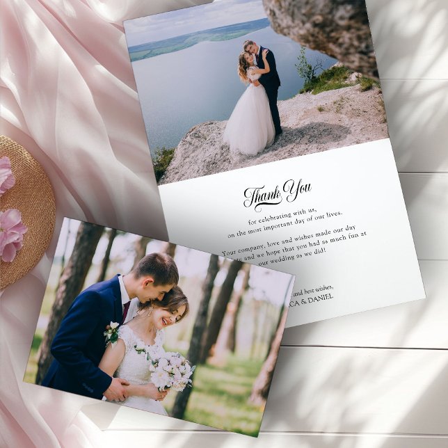 Carte De Remerciements Mariage Photo Fleur sauvage Jardin Posy Monogramm (Wedding Photo thank you card from the Wildflower Garden Wedding Collection by Darling & May)