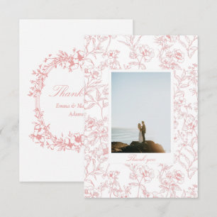 Carte De Remerciements Mariage Photo Floral Chinoiserie Rose