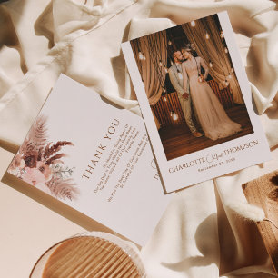 Carte De Remerciements Mariage photo floral en terre cuite de Bohême mode