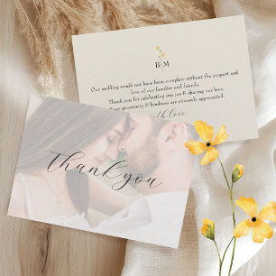 Carte De Remerciements Mariage Photo Floral Ivoire