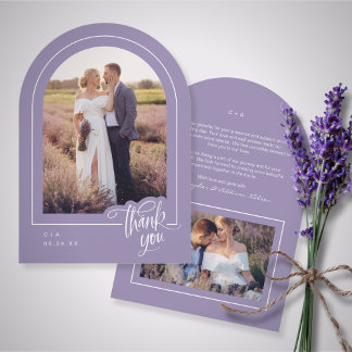 Carte de remerciements Mariage photo Lavender