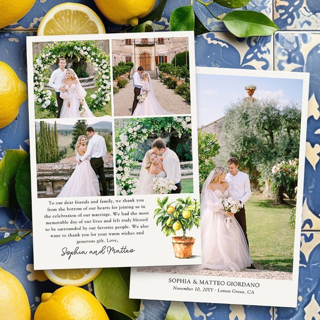 Carte De Remerciements Mariage photo Lemon Grove 5 (Wedding Photo Thank You Cards from the Lemon Grove Wedding Collection )