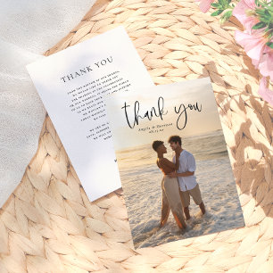 Carte De Remerciements Mariage photo minimaliste à typographie élégante