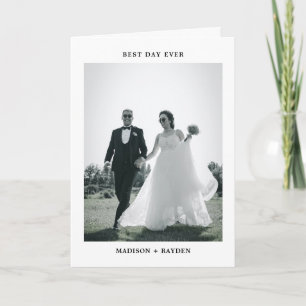Carte De Remerciements Mariage Photo Minimaliste Classique Plié