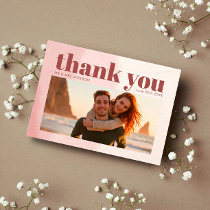 Carte De Remerciements Mariage photo minimaliste de flush et de flom en g