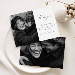 Carte De Remerciements Mariage photo minimaliste de script moderne