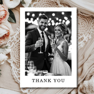 Carte De Remerciements Mariage photo minimaliste élégant noir et blanc