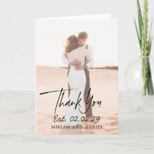 Carte De Remerciements Mariage photo minimaliste moderne