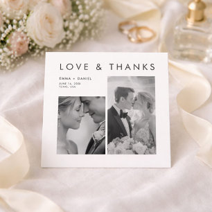 Carte De Remerciements Mariage photo minimaliste moderne d'amour et de re