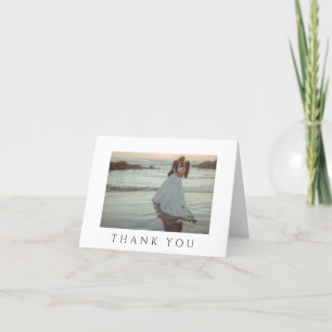 Carte De Remerciements Mariage photo minimaliste noir et blanc moderne