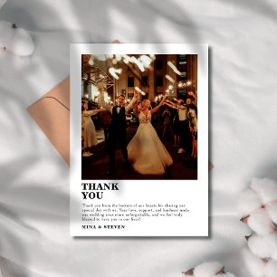 Carte De Remerciements Mariage photo minimaliste simple lettrage main