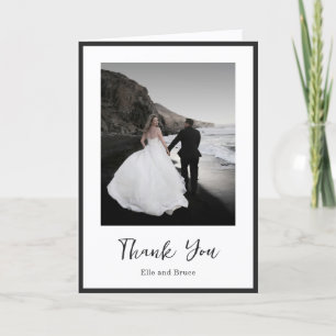 Carte De Remerciements Mariage Photo Minimaliste Typographie Moderne