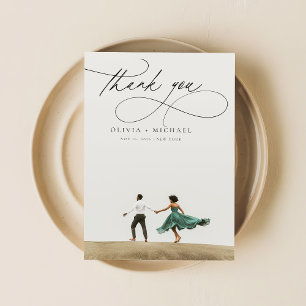 Carte De Remerciements Mariage photo minimaliste unique de script moderne