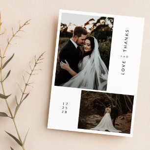Carte De Remerciements Mariage photo moderne avec note