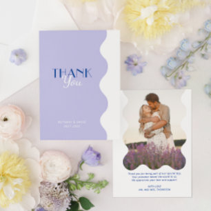 Carte De Remerciements Mariage photo moderne Blue Lavender Wave