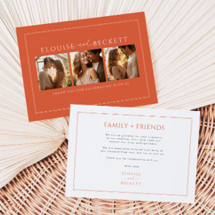 Carte De Remerciements Mariage photo moderne Burnt Orange