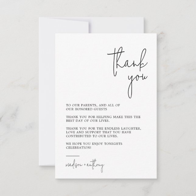 Carte De Remerciements Mariage photo moderne chic (Devant)