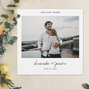 Carte De Remerciements Mariage photo moderne design simple noir