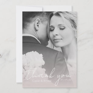 Carte De Remerciements Mariage photo moderne élégant rose vif chic