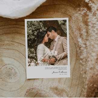 Carte De Remerciements Mariage photo moderne minimaliste propre