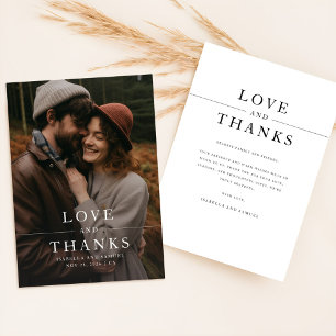 Carte De Remerciements Mariage photo moderne noir et blanc