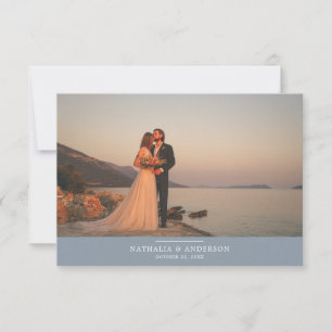 Carte De Remerciements Mariage photo moderne romantique Dusty Blue