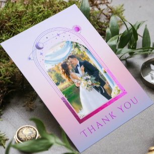 Carte De Remerciements Mariage photo mystique Lavender rose Sun Moon Star