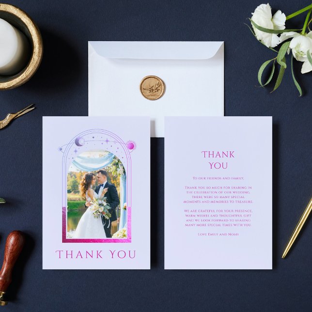 Carte De Remerciements Mariage photo mystique Lavender rose Sun Moon Star (Créateur téléchargé)